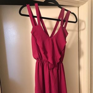 Short strapped magenta dress size S